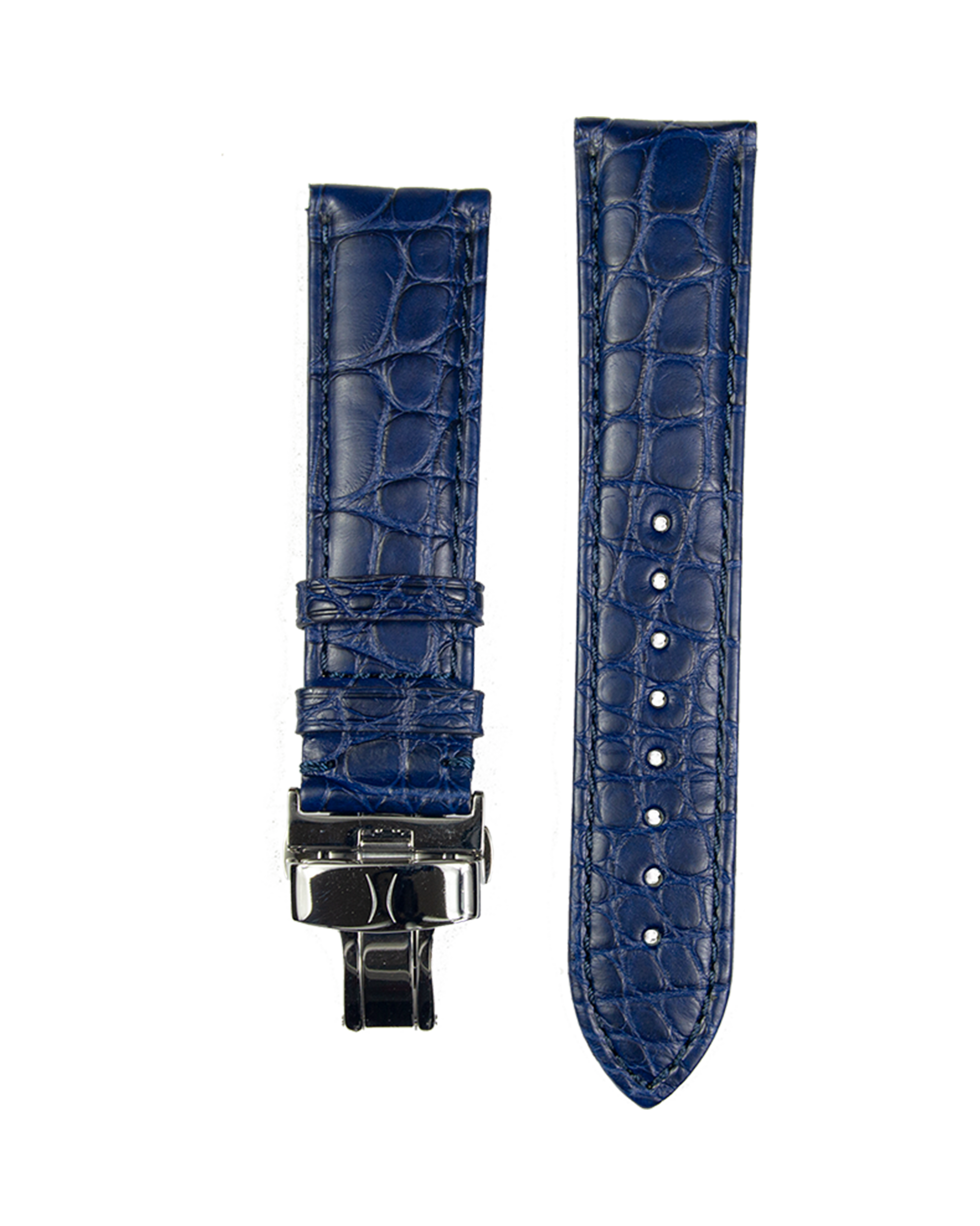 22mm Blue Alligator Strap with SS Deployant Buckle
