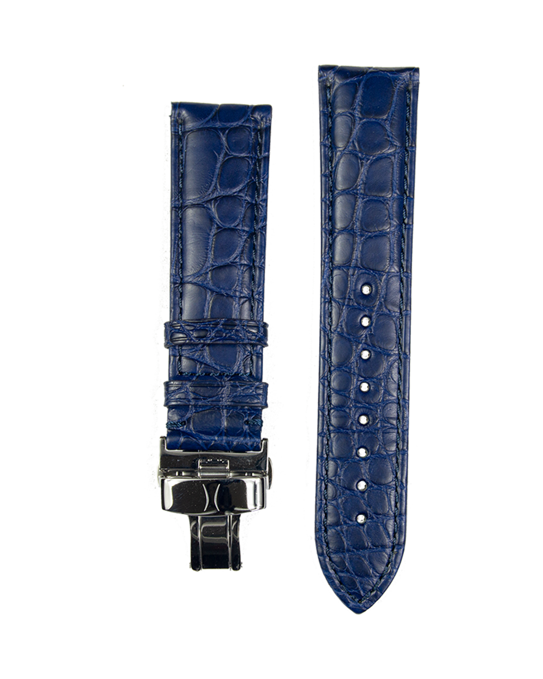 22mm Blue Alligator Strap with SS Deployant Buckle