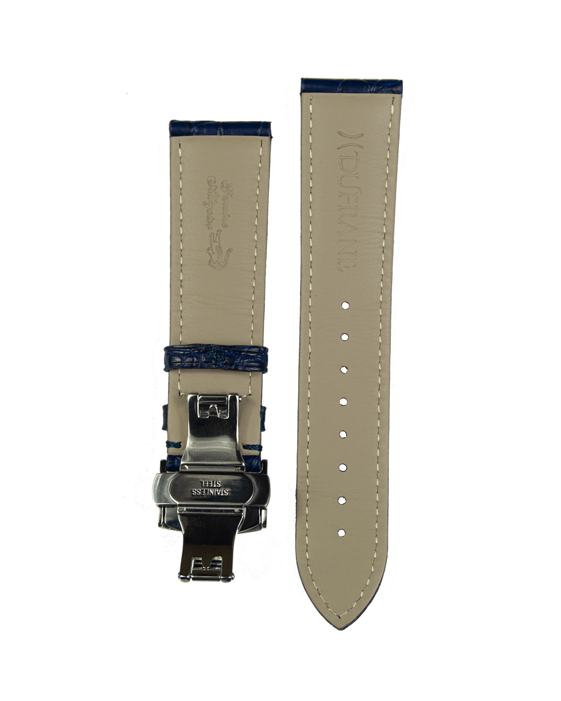 22mm Blue Alligator Strap with SS Deployant Buckle