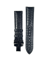 Correa de cocodrilo negra de 22 mm con hebilla desplegable de PVD