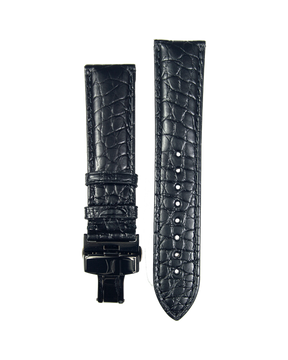 Correa de cocodrilo negra de 22 mm con hebilla desplegable de PVD