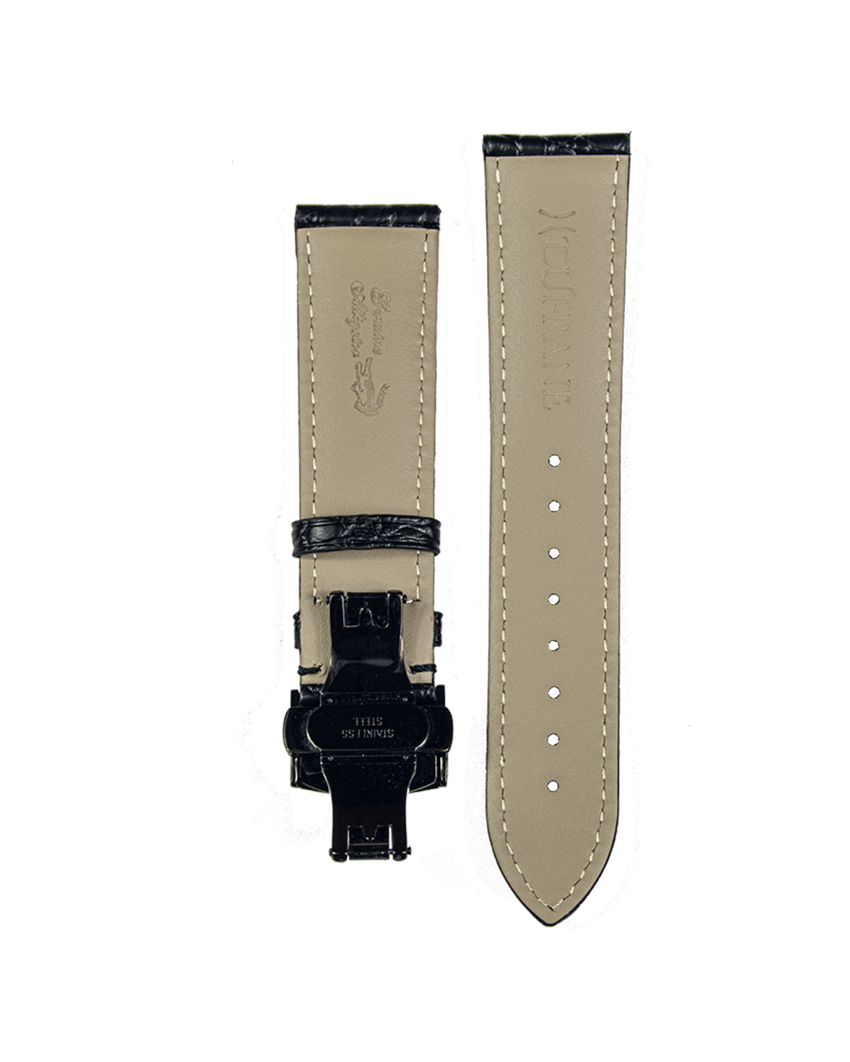 22mm Black Alligator Strap with PVD Deployant Buckle