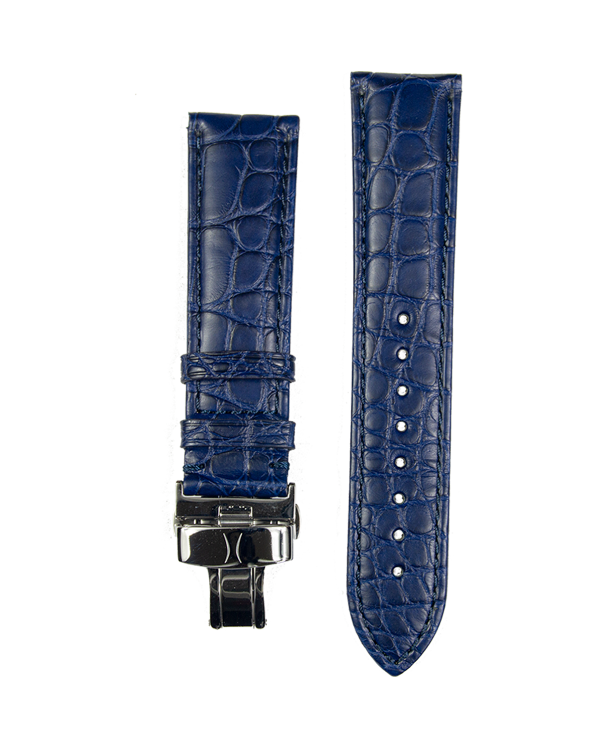 22mm Blue Alligator Strap with SS Deployant Buckle