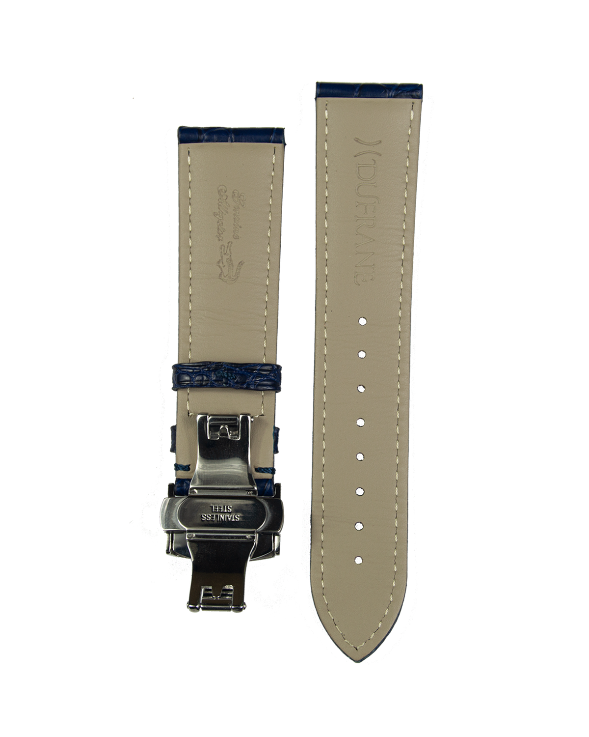 22mm Blue Alligator Strap with SS Deployant Buckle