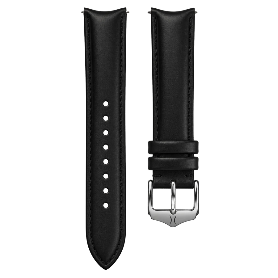 Curved Leather Strap Schwarz