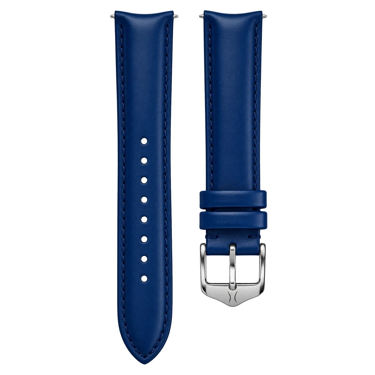 20mm Curved Leather Strap Blue