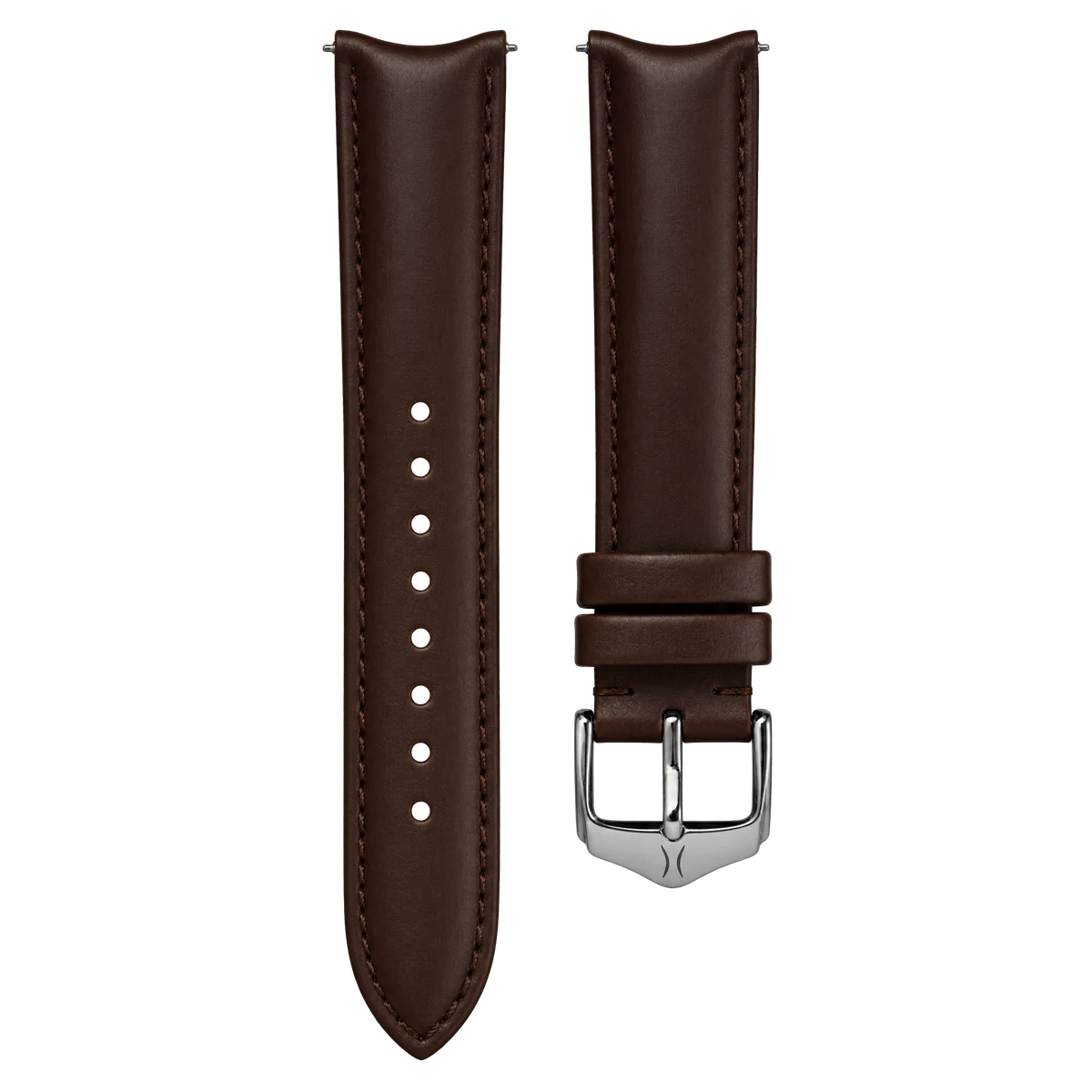 20mm Curved Leather Strap Brown