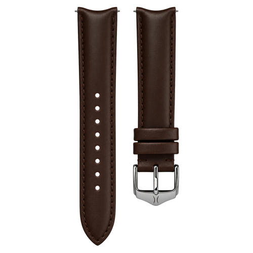 20mm Curved Leather Strap Brown
