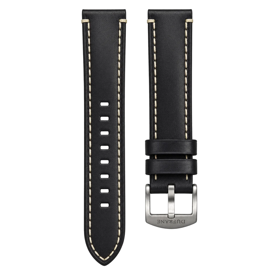 Leather Strap, contrast stitch Schwarz