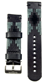 22mm Black Leather Strap - Gaucho (Grey) SS Buckle