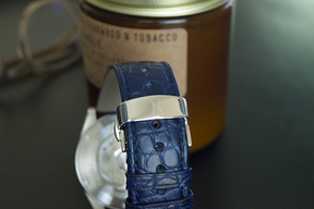 22mm Blue Alligator Strap with SS Deployant Buckle