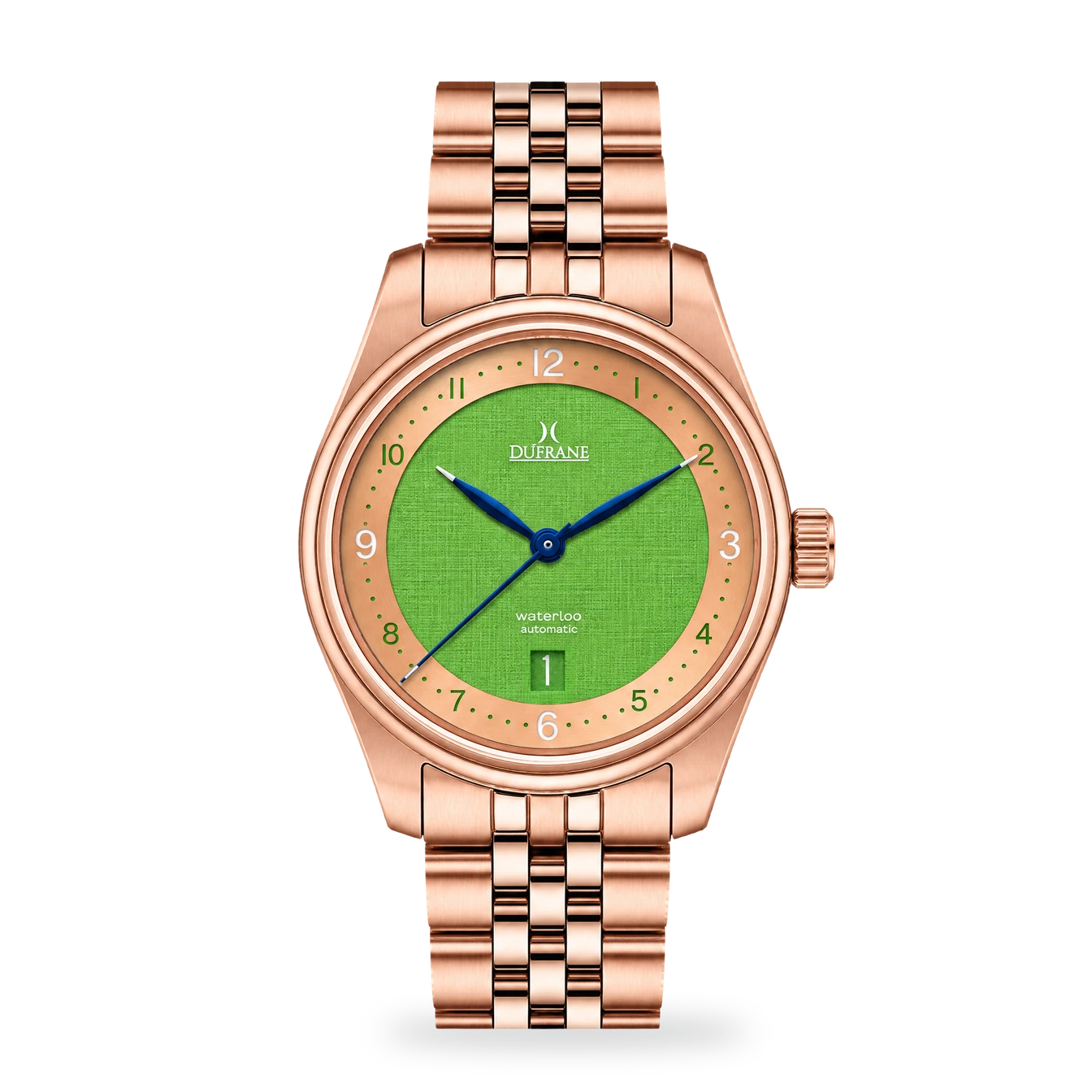 Waterloo Rose gold · green linen