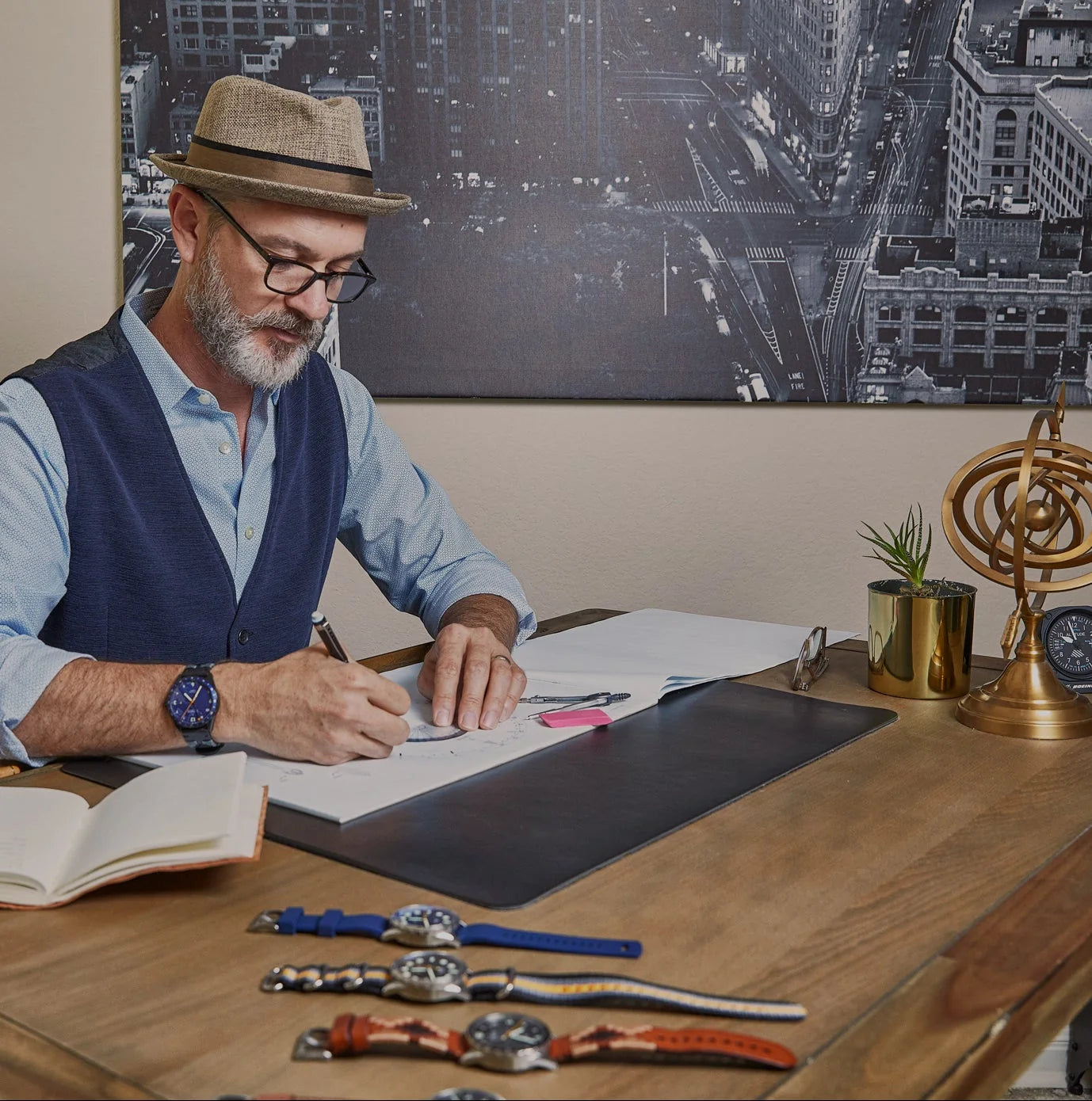Steven Lee at his desk