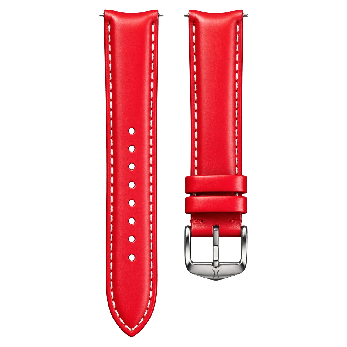 Curved Leather Strap Red