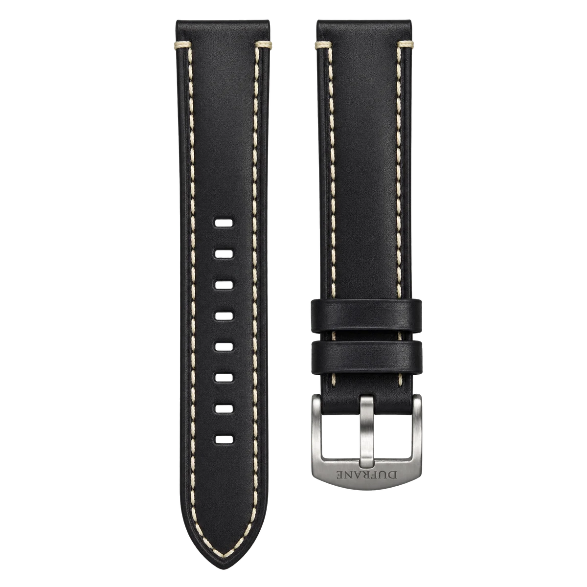 Leather Strap, contrast stitch Black