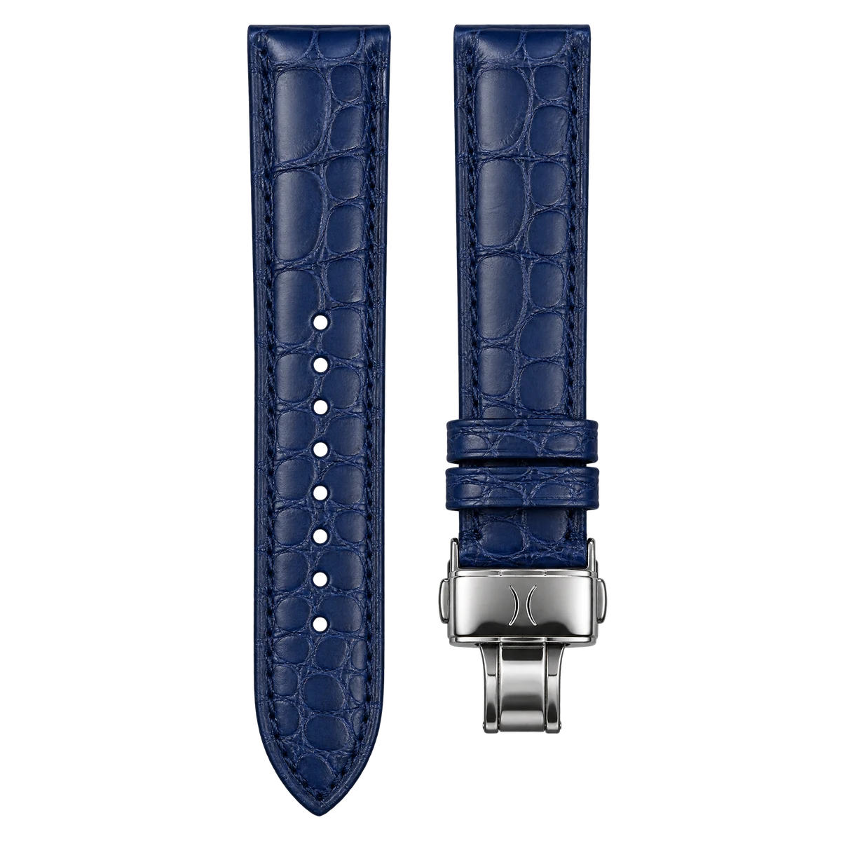Blue Alligator Strap Black PVD deployant · 22mm